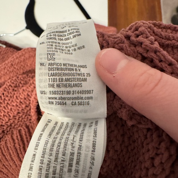 Abercrombie & Fitch Rose Pink Knit Open-Knit Cozy CottageCore Crew Neck Sweater - Picture 8 of 8